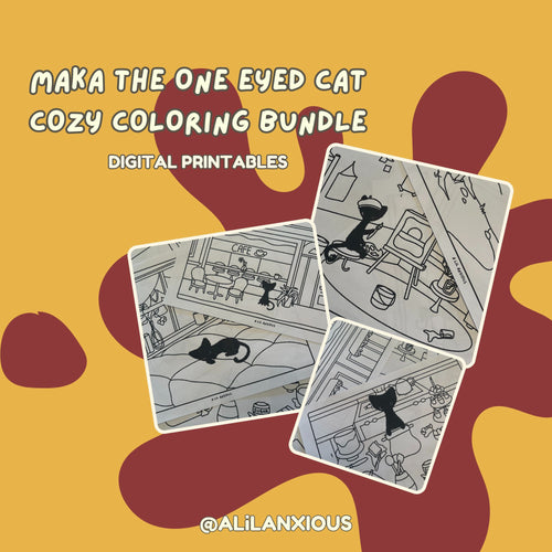 Maka The One Eyed Cat - Fuzzy Lined Cozy Coloring Printables